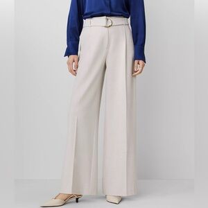 Belted Pleated Wide-Leg Pant